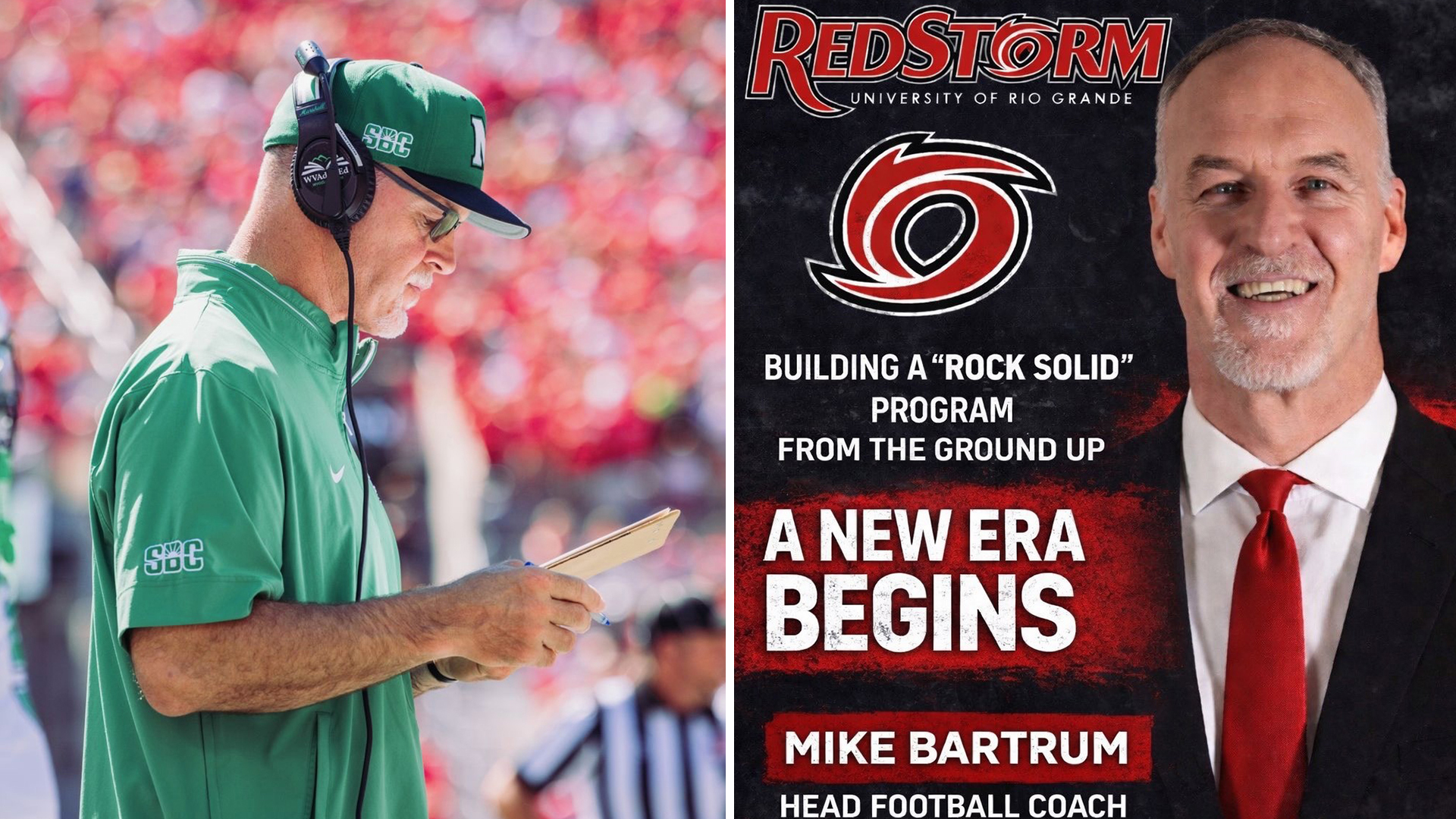 The University of Rio Grande has named former Marshall University standout and NFL All-Pro Mike Bartrum as its new head football coach.