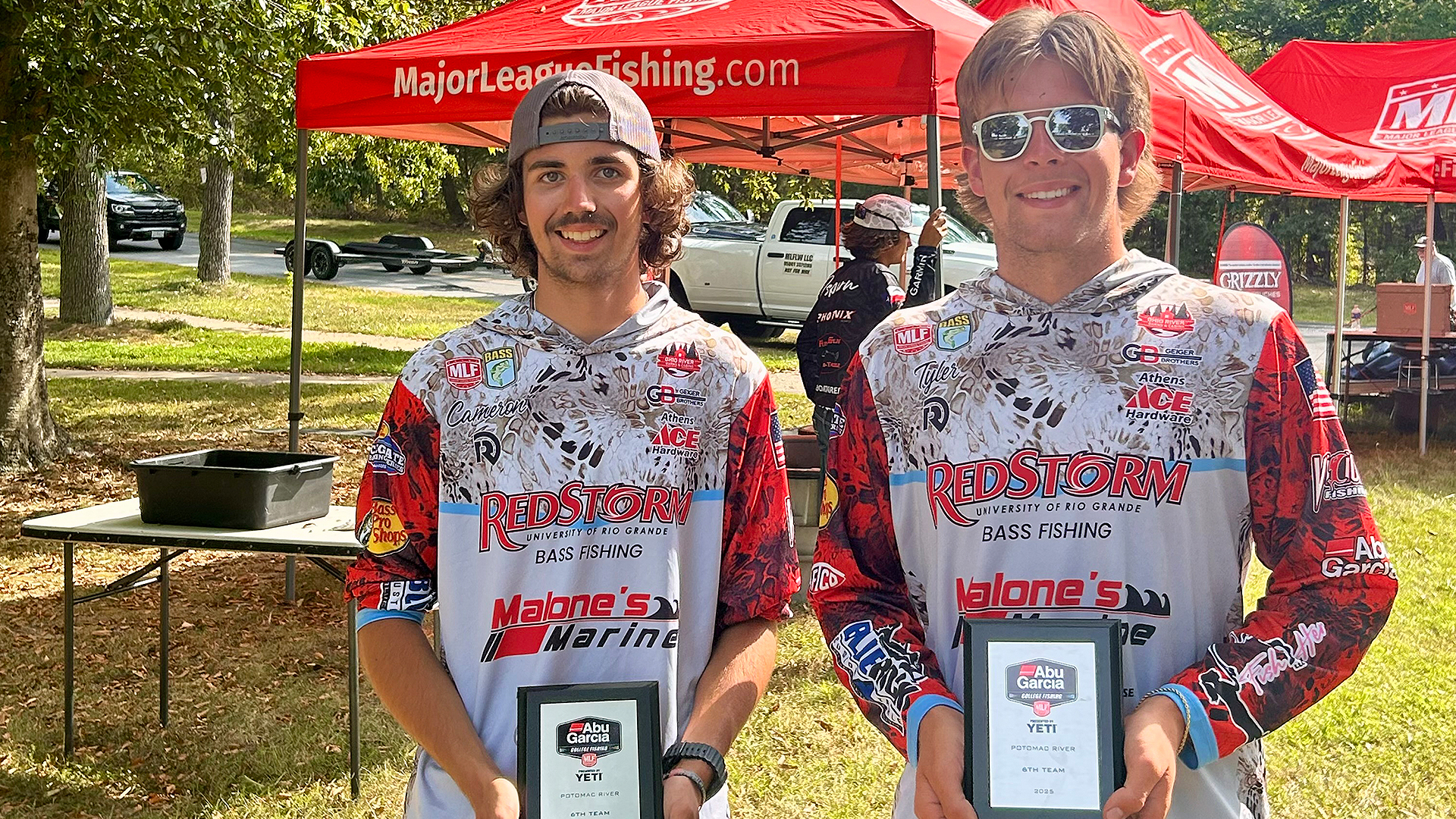 Rio Grande's Cameron Burgess (left) and Tyler Eggers (right) finished sixth in MLF's Abu Garcia College Tournament on the Potomac River and earned a spot in the MLF National Championship.