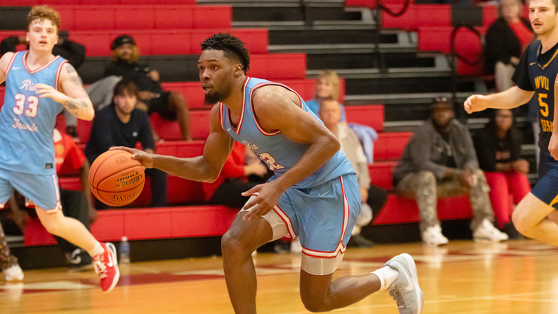 Rio Grande's Jaelin Johnson drives to the basket for two of his 14 points in Tuesday night's win over WVU-Tech at the Newt Oliver Arena.