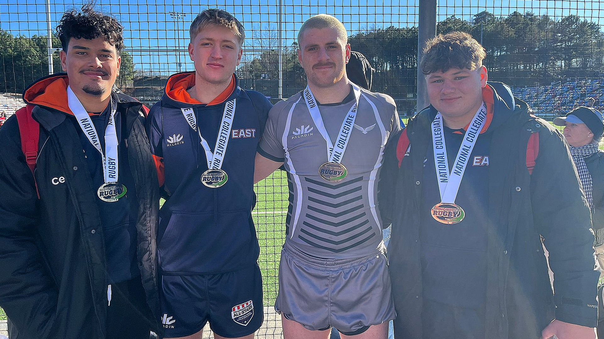 Rio Grande rugby was represented by, from left to right, Tristan Price, Luke Turner, Sunny Staffieri and Jacob Griffin at National Collegiate Rugby's 2026 Men's All-Star Tournament earlier this month in Atlanta, Ga.