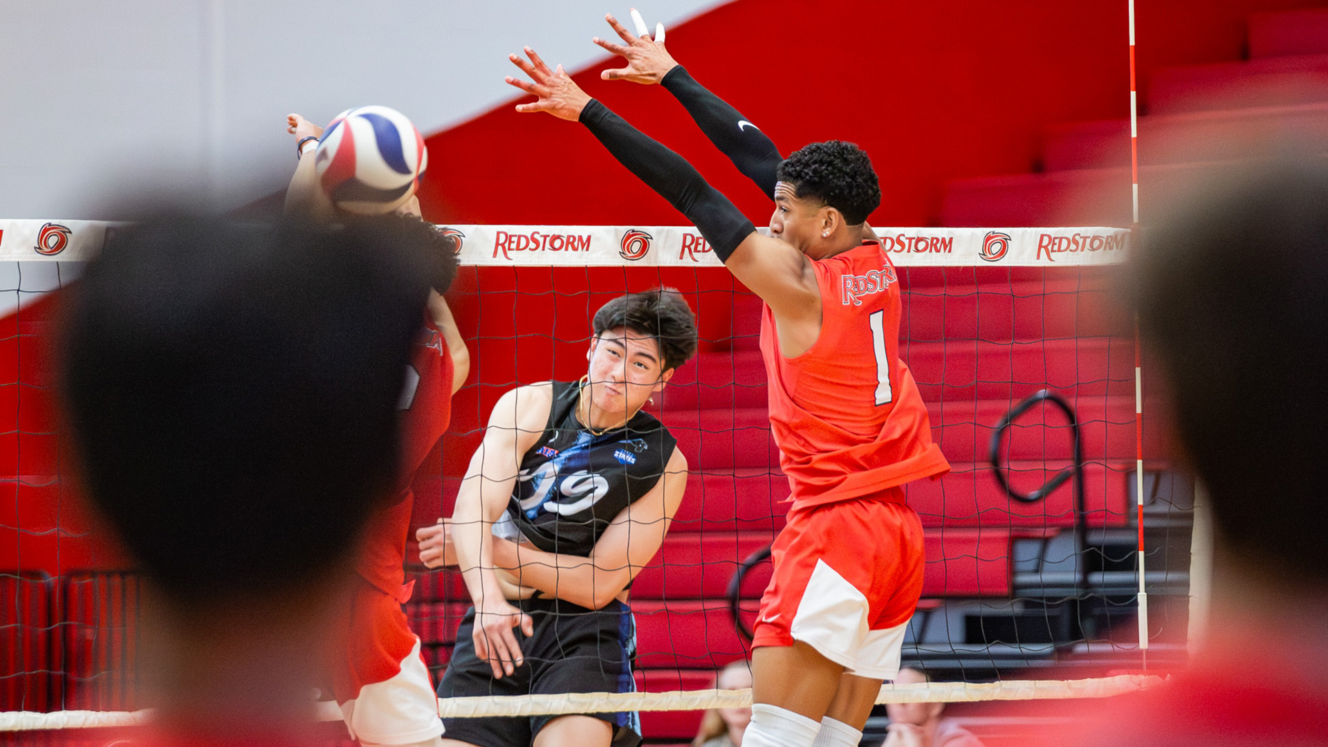 Rio Grande's Camilo Murillo tries to block an attack by St. Mary-of-the-Woods' Noah Boyett during Friday night's 3-2 win over the Pomeroys at the Newt Oliver Arena.