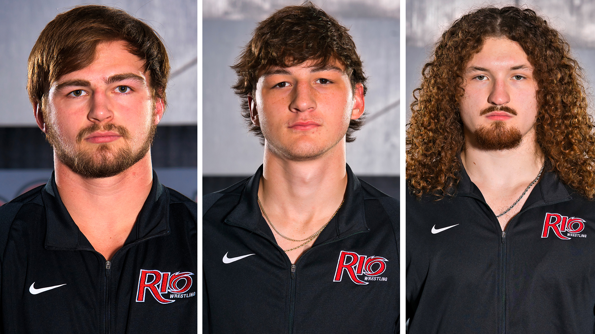 From left to right, Justin Bartee, Mackandle Freeman and Bruce Wagers will represent the University of Rio Grande in the NAIA Men's Wrestling National Championships beginning Thursday in Wichita, Kan.