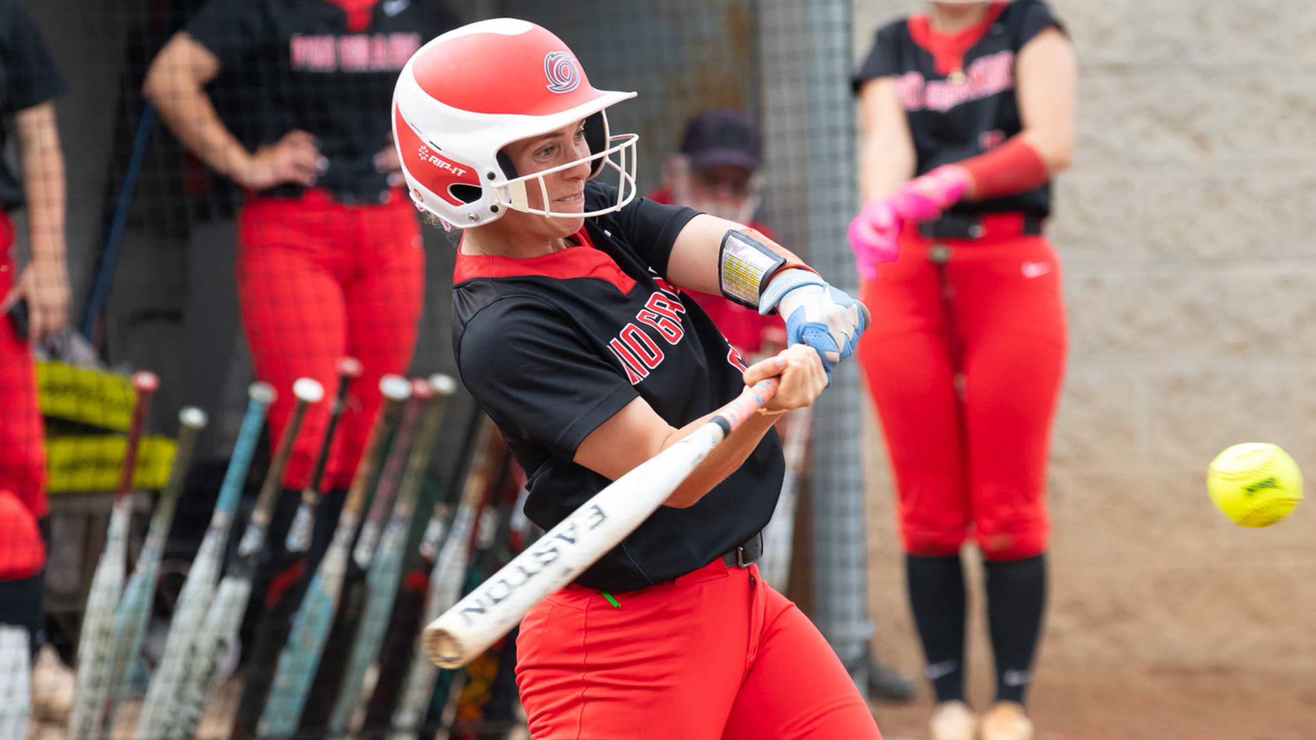 Rio Grande's Emily Lane had a big day at the plate for the RedStorm in Friday's doubleheader sweep of Midway.