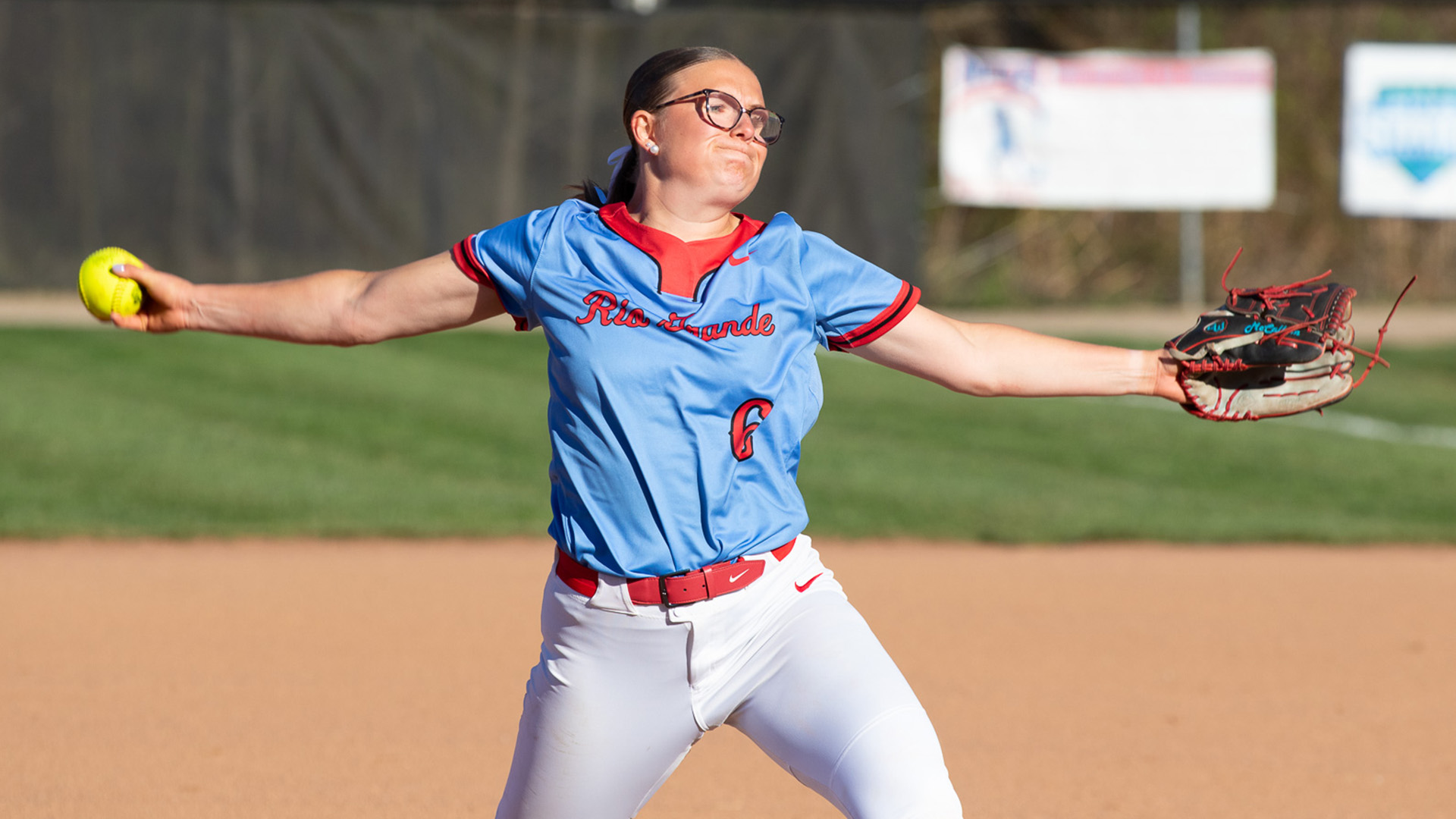 Senior Meg McCallum was the hard-luck loser for the RedStorm in Saturday's game two loss at Oakland City University.