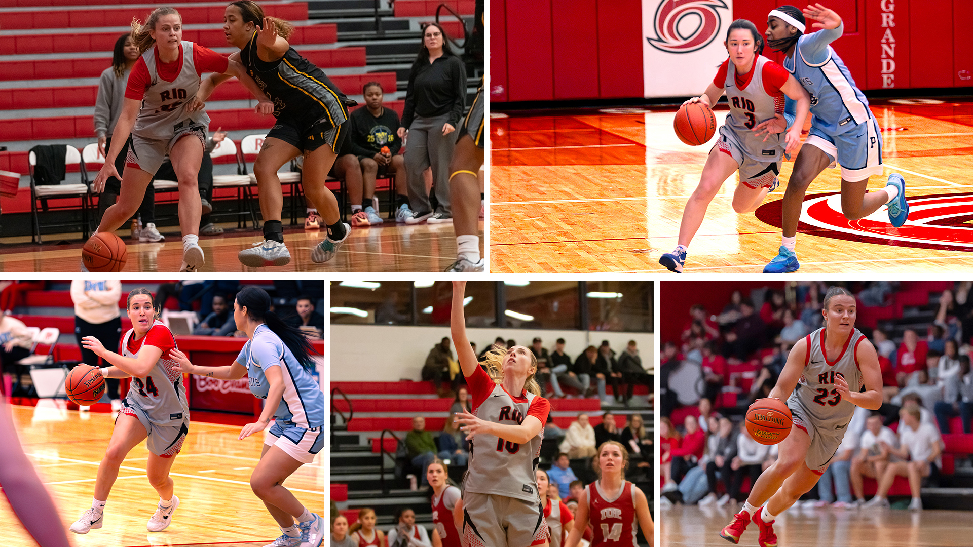 Five players represented the University of Rio Grande on the All-River States Conference Women's Basketball Team. The RedStorm's honorees included, from left to right, (top row) Marlee Grinstead and Allie Ellyson; (bottom row) Marina Garcia Perez, Sophia Kline and Payton Johnson.