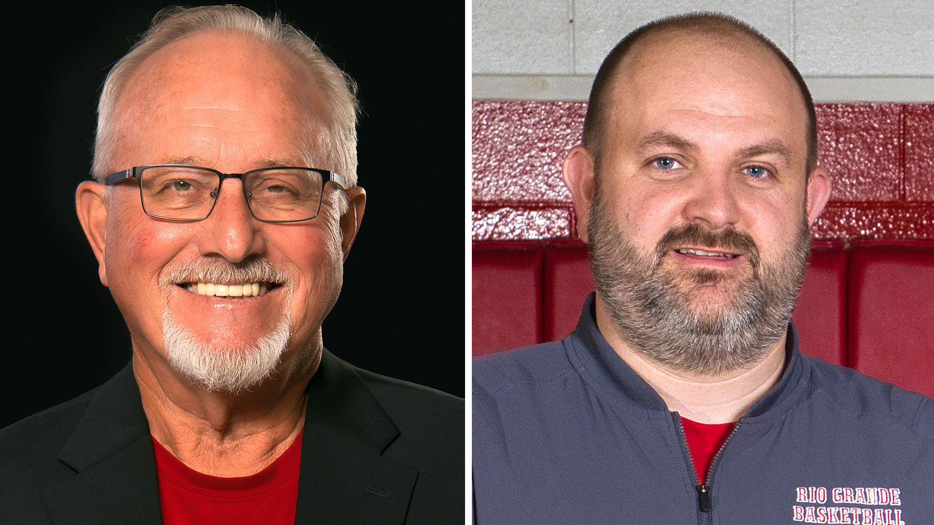 Longtime University of Rio Grande women's basketball head coach David Smalley (left) announced his retirement on Monday. The school named long-time assistant coach Brandon Bias (right) as his replacement.
