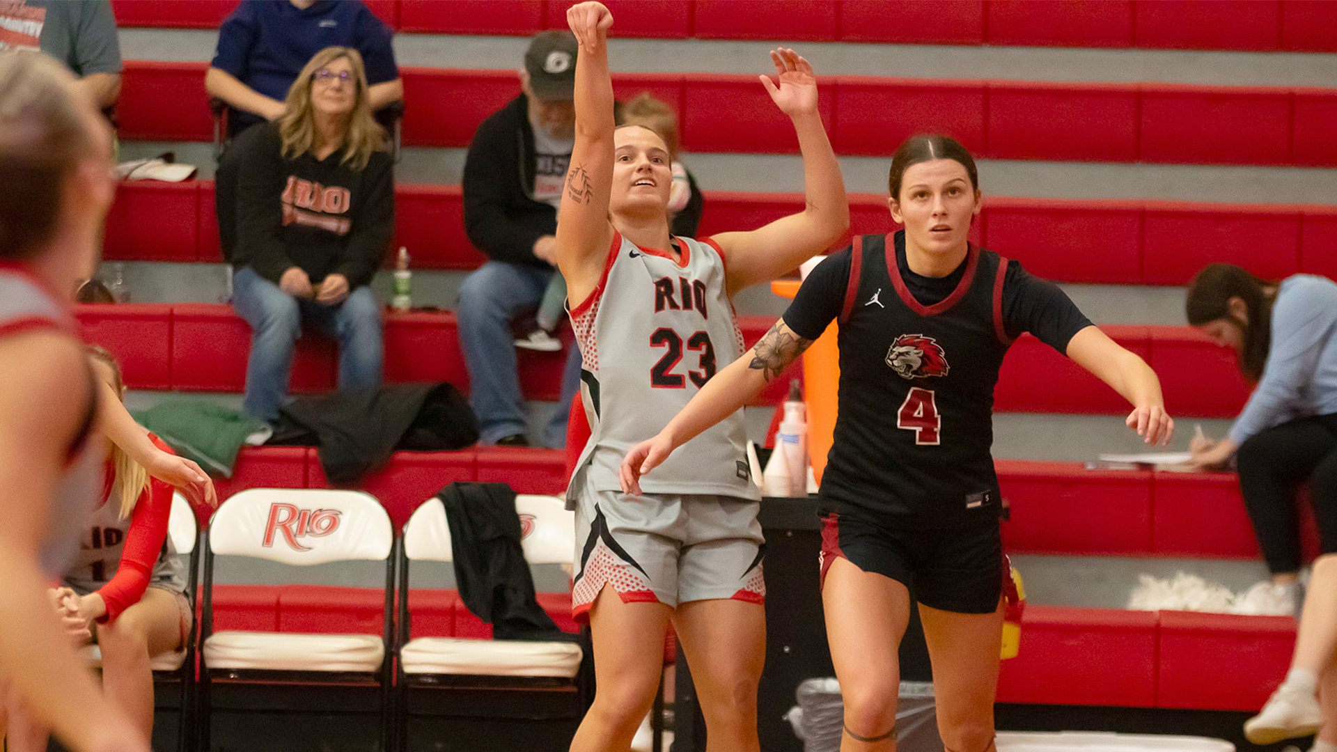Rio Grande's Payton Johnson had 16 points and 10 rebounds in Wednesday night's win over Indiana University Columbus in the quarterfinal round of the River States Conference Women's Basketball Championship.