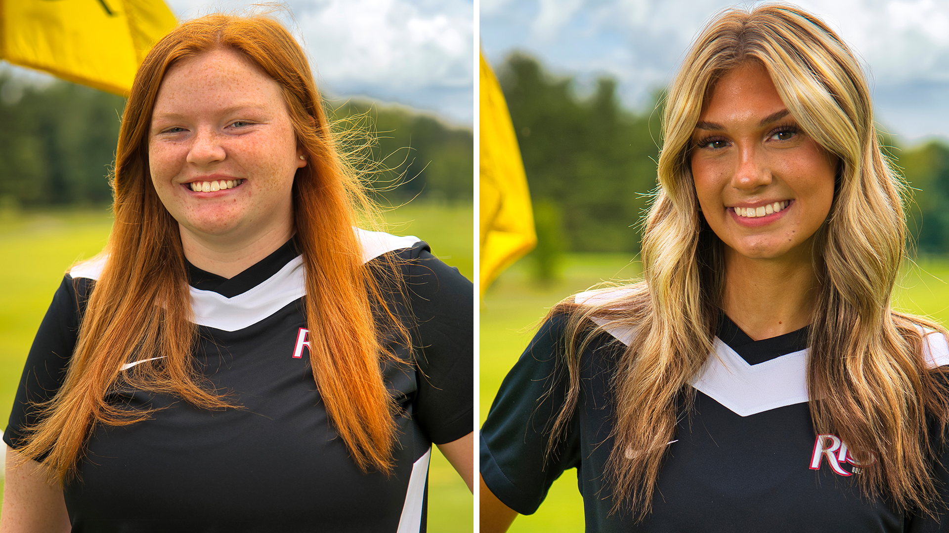 Rio Grande's Maddie Meadows (left) and Lindsey Martin (right) tied for third place in the Alice Lloyd College Last Shot.
