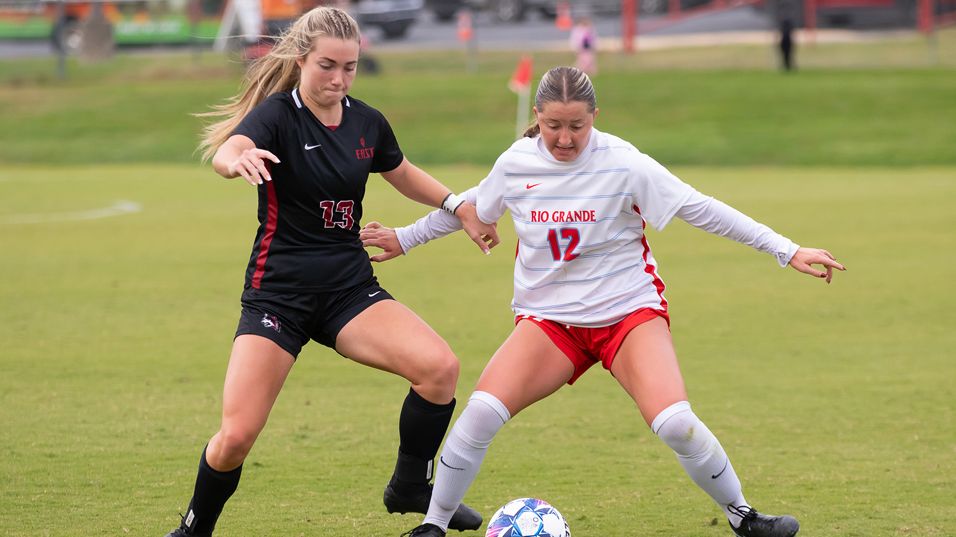 Rio Grande's Carmen Morris had the RedStorm's lone goal in Saturday's 3-1 loss to Indiana University East at Evan E. Davis Field.