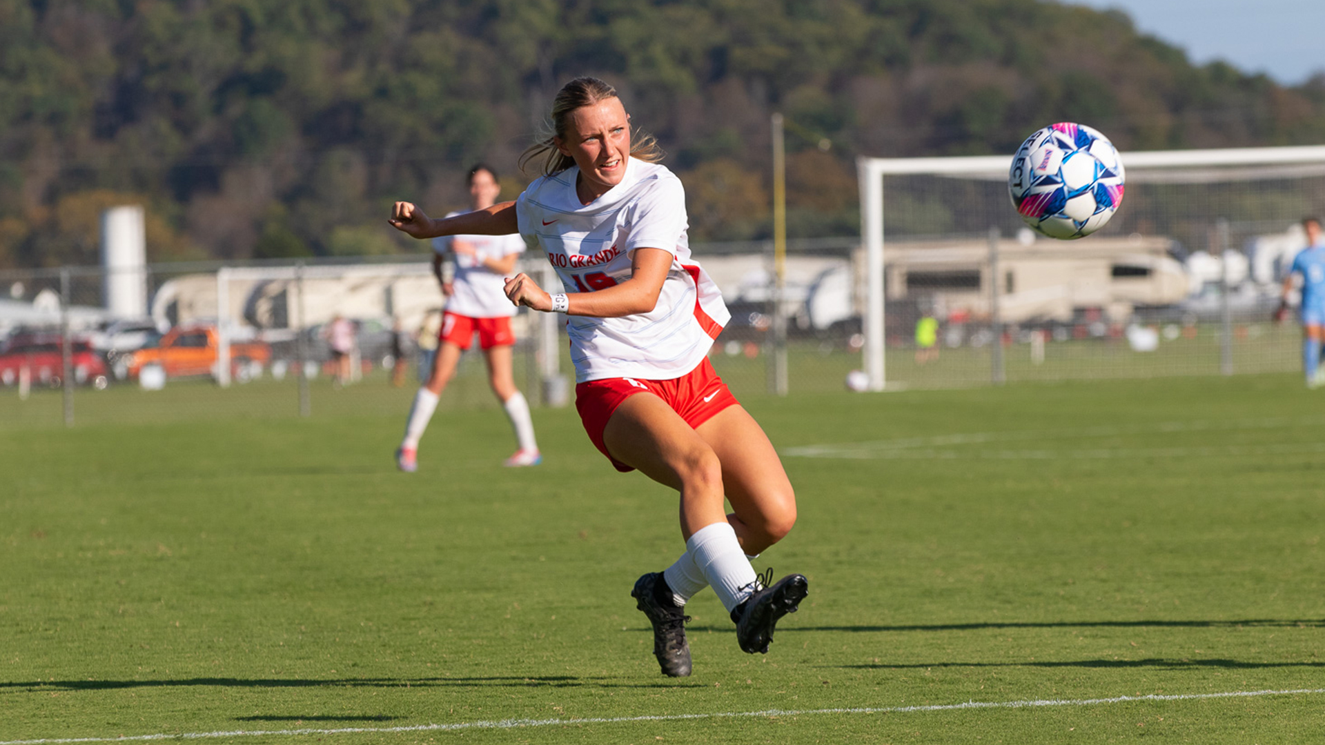 Rio Grande's Neveah Peffers had the game's lone goal in the RedStorm's 1-0 win over Indiana University Columbus, Saturday afternoon, at Evan E. Davis Field.