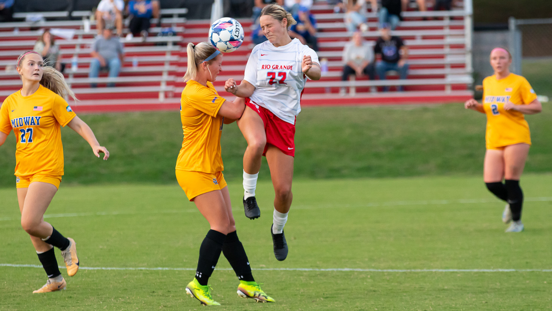 Rio Grande's Sara Estrada Fernandez scored the first of the RedStorm's two goals in Thursday evening's 2-0 win at Shawnee State.