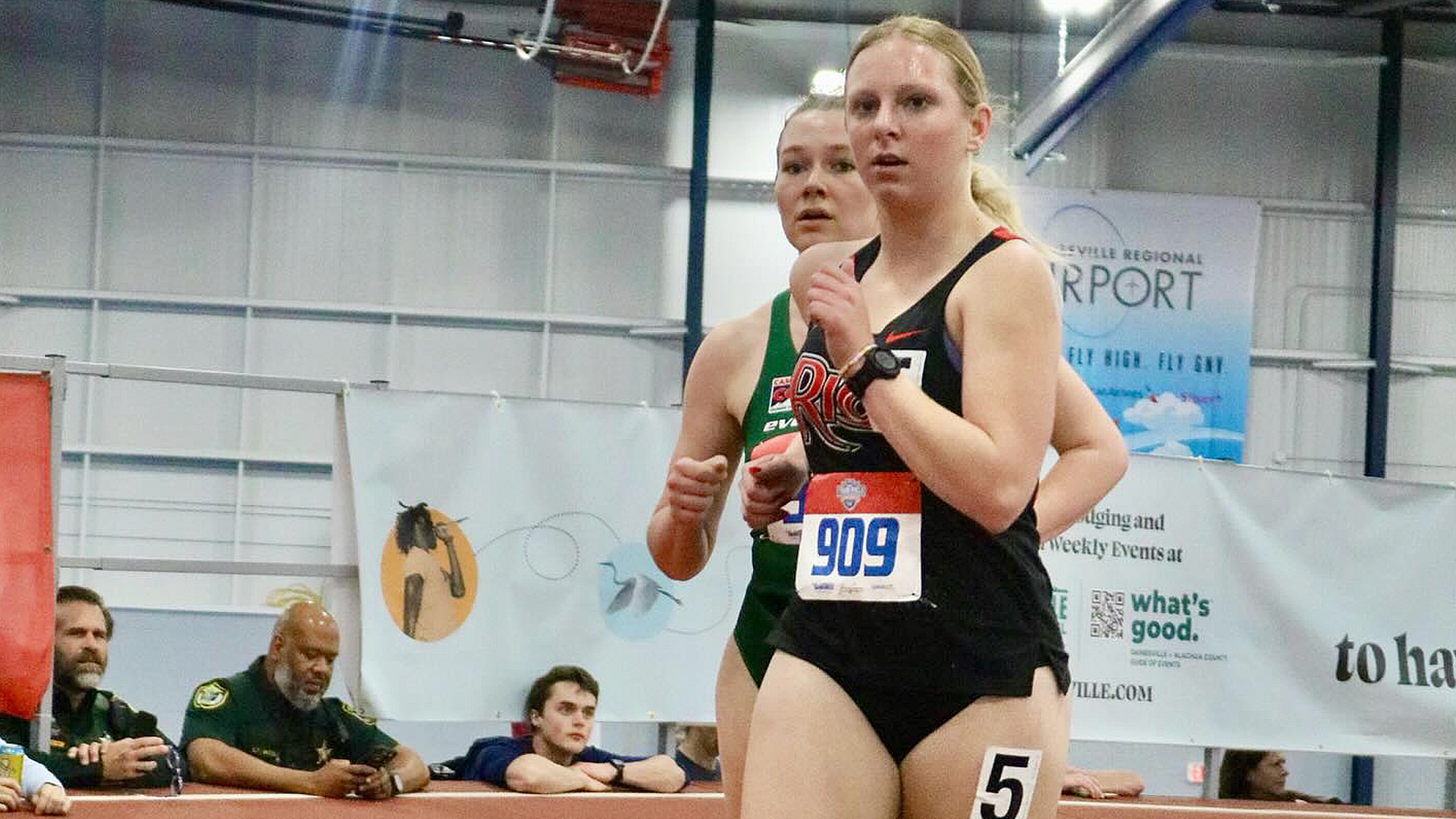 Rio Grande's Becca Spohn earned All-American status after finishing fifth in Friday's 3,000-meter race walk at the NAIA Women's Indoor Track &amp; Field Championship in Gainesville, Fla.