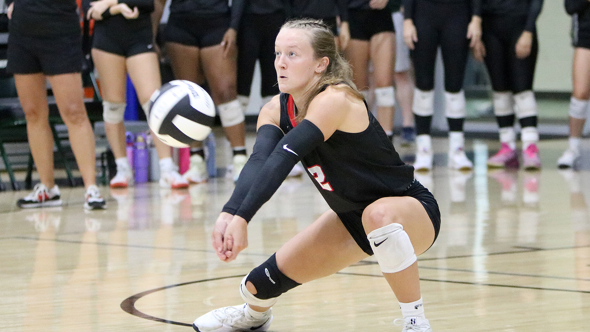 Rio Grande redshirt freshman Taylor Bartrum finished with a team-high 10 kills and 13 digs, as well as two solo blocks and two block assists, in Tuesday night's 3-0 win at Georgetown College.